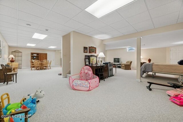 9 Wide Horizons Dr, Colts Neck, NJ 07722 - rec room with a paneled ceiling and carpet floors