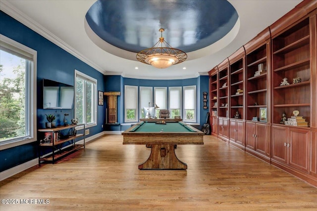 7 Rancho Polo, Colts Neck, NJ 07722 - playroom with plenty of natural light, crown molding, pool table, wood finished floors, and recessed lighting