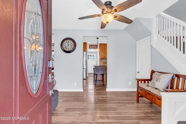 502 Corlies Ave, West Allenhurst, NJ 07711 - foyer featuring a ceiling fan, wood finished floors, and stairs