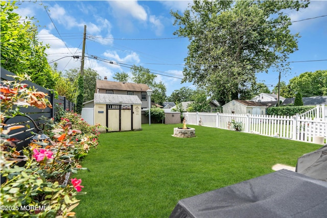 502 Corlies Ave, West Allenhurst, NJ 07711 - fenced backyard featuring a storage unit and a fire pit