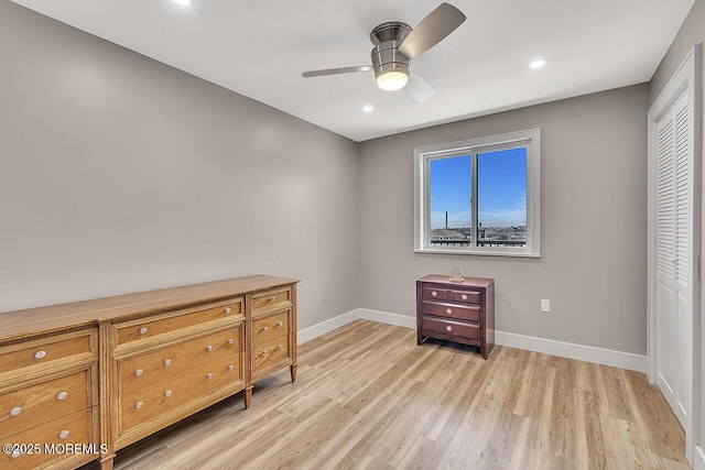 51 Hiering Ave Unit D4, Seaside Heights, NJ 08751 - bedroom with light wood-type flooring, recessed lighting, and a ceiling fan