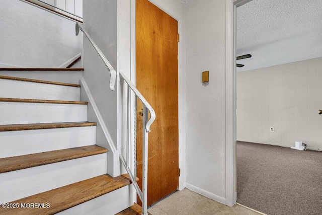 308 Predmore Ave, Lanoka Harbor, NJ 08734 - staircase with a textured ceiling and baseboards