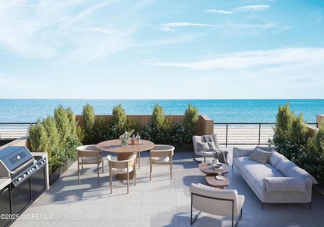 33 Hamilton Ave Unit 7, Seaside Heights, NJ 08751 - view of patio featuring a water view, an outdoor living space, outdoor dining space, and area for grilling