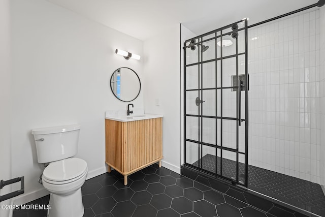 33 Hamilton Ave Unit 7, Seaside Heights, NJ 08751 - bathroom featuring vanity, a walk in shower, and tile patterned flooring