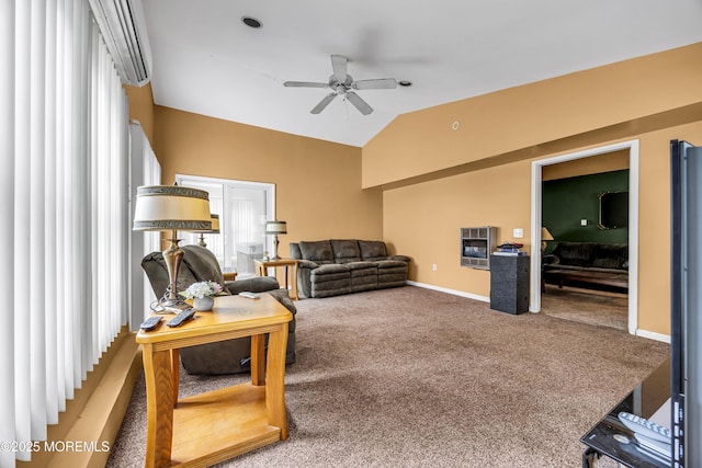 3 Carlo Dr, Keansburg, NJ 07734 - living area featuring carpet, a ceiling fan, and lofted ceiling