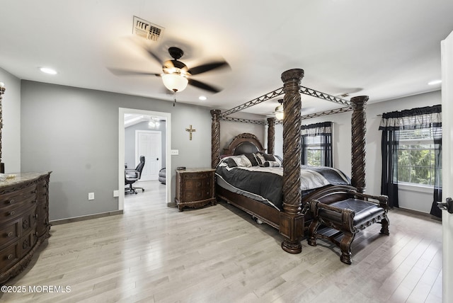 32 Langeveld Dr, Freehold, NJ 07728 - bedroom featuring light wood-type flooring, a desk, recessed lighting, and a ceiling fan