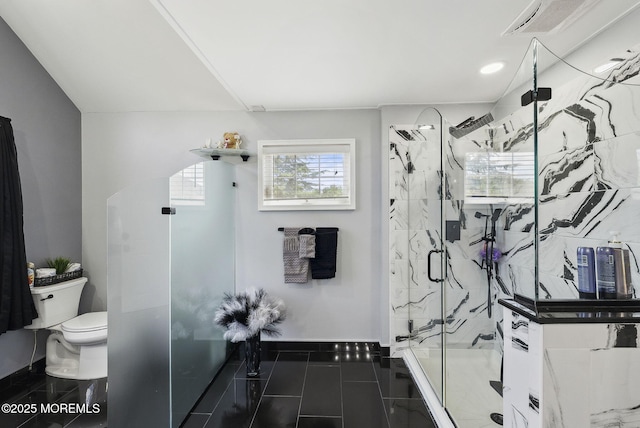 32 Langeveld Dr, Freehold, NJ 07728 - full bathroom featuring a stall shower, tile patterned flooring, and recessed lighting