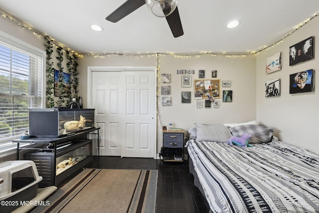 32 Langeveld Dr, Freehold, NJ 07728 - bedroom with wood finished floors, recessed lighting, and a ceiling fan