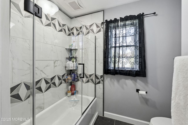 32 Langeveld Dr, Freehold, NJ 07728 - bathroom featuring combined bath / shower with glass door and tile patterned floors