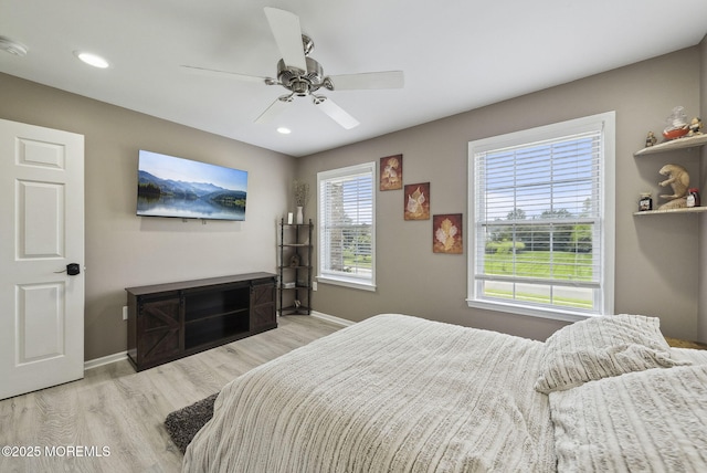 32 Langeveld Dr, Freehold, NJ 07728 - bedroom featuring light wood-style flooring, recessed lighting, and a ceiling fan