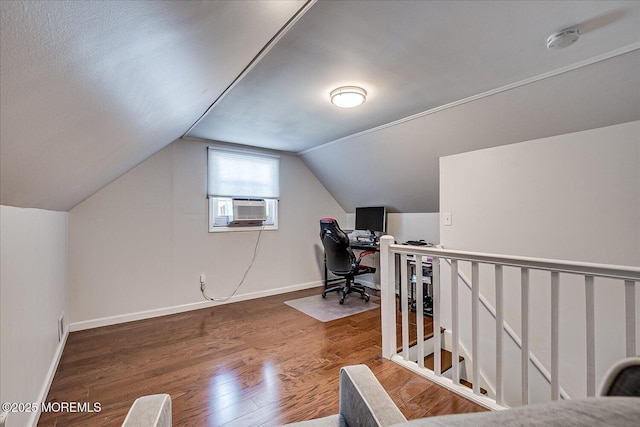 296 High St, Metuchen, NJ 08840 - office space featuring cooling unit, lofted ceiling, and wood finished floors
