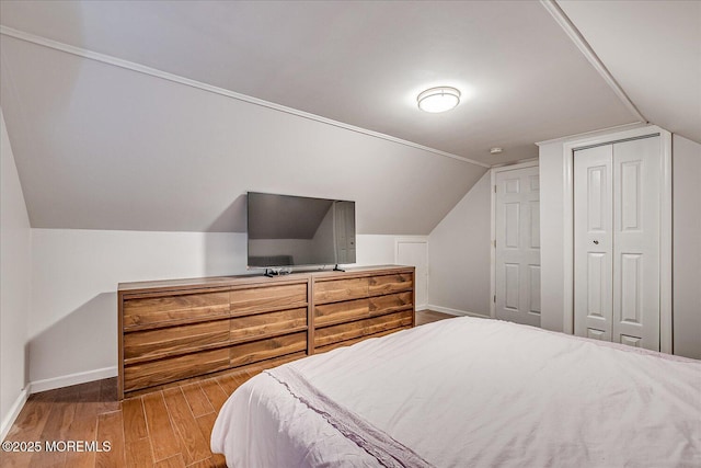296 High St, Metuchen, NJ 08840 - bedroom featuring wood finished floors and vaulted ceiling