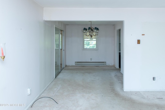 30 Sherwood Ln, Toms River, NJ 08757 - unfurnished dining area with a baseboard heating unit and a chandelier