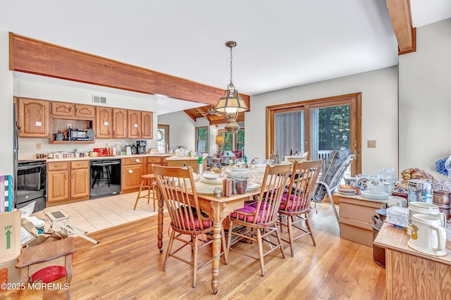 538 Perrineville Rd, Jackson, NJ 08527 - dining room featuring beamed ceiling and light wood-style flooring
