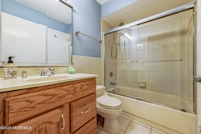 1111 Wellington Pl, Matawan, NJ 07747 - bathroom with vanity, shower / bath combination with glass door, and tile patterned flooring