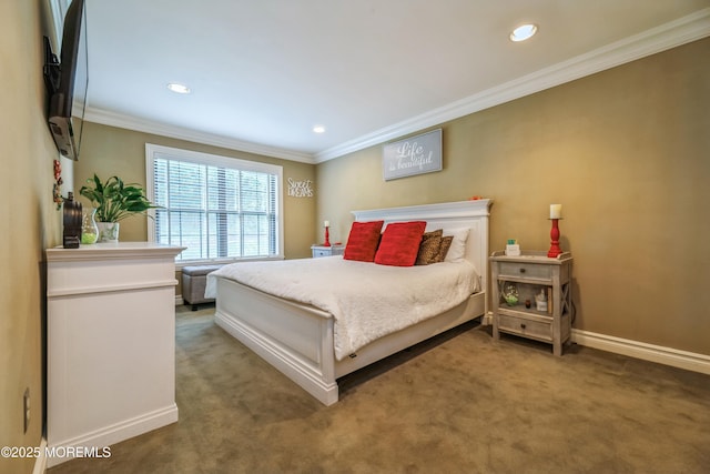 1111 Wellington Pl, Matawan, NJ 07747 - bedroom with crown molding, recessed lighting, and carpet floors