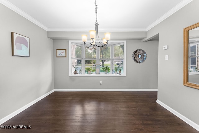 280 Double Creek Pkwy, Freehold, NJ 07728 - unfurnished dining area featuring a chandelier, ornamental molding, and wood finished floors