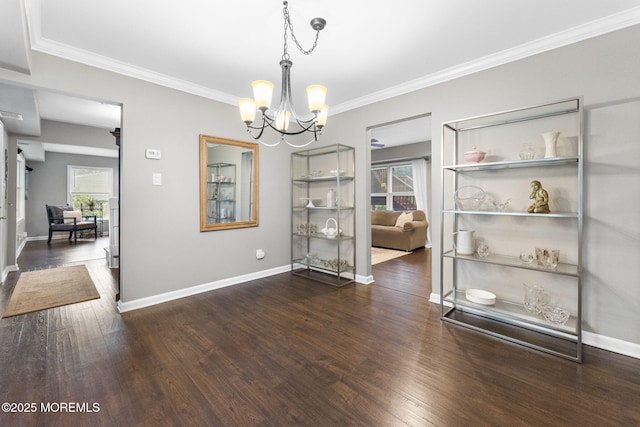 280 Double Creek Pkwy, Freehold, NJ 07728 - dining space featuring a chandelier, wood finished floors, and crown molding