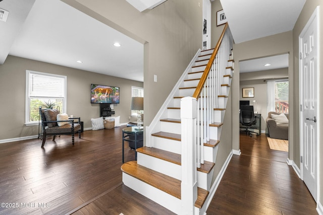 280 Double Creek Pkwy, Freehold, NJ 07728 - stairway featuring wood finished floors and recessed lighting