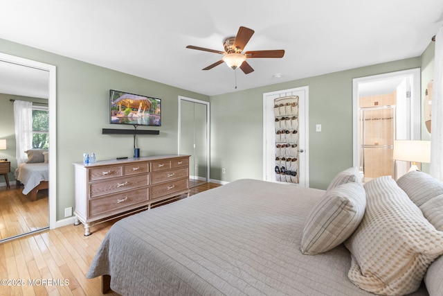280 Double Creek Pkwy, Freehold, NJ 07728 - bedroom featuring light wood-type flooring, ceiling fan, a closet, and ensuite bathroom