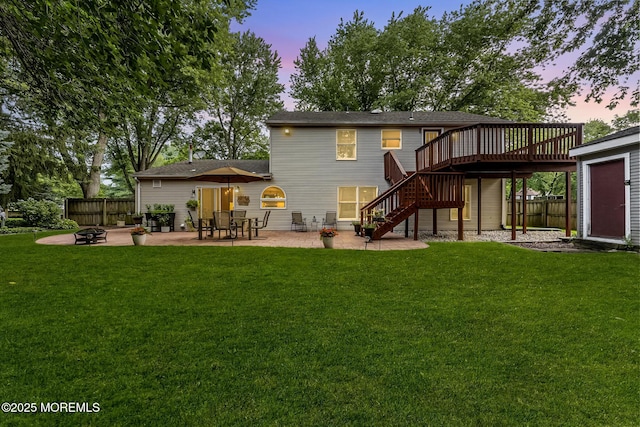 280 Double Creek Pkwy, Freehold, NJ 07728 - rear view of house with a fire pit, stairway, a deck, and a patio area