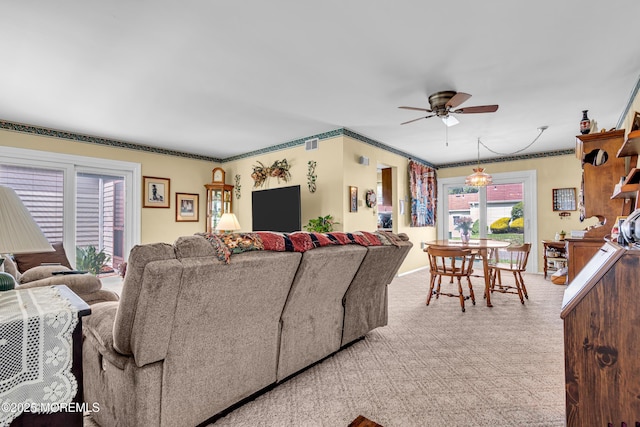 530B Sheffield Dr, Manchester, NJ 08759 - carpeted living room with a ceiling fan