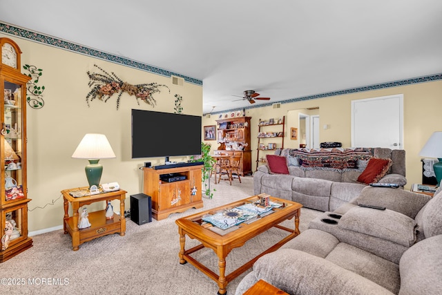 530B Sheffield Dr, Manchester, NJ 08759 - carpeted living area featuring ceiling fan and baseboards