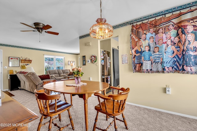 530B Sheffield Dr, Manchester, NJ 08759 - dining area featuring a ceiling fan, a chandelier, and carpet floors