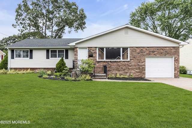 811 Fay Ct, Point Pleasant, NJ 08742 - ranch-style home featuring a garage, driveway, a front lawn, and brick siding