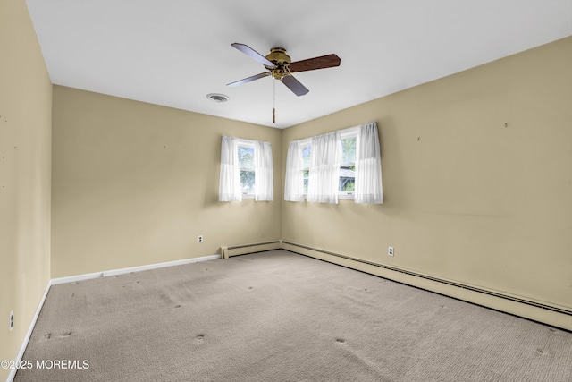 811 Fay Ct, Point Pleasant, NJ 08742 - empty room featuring ceiling fan, a baseboard heating unit, and carpet