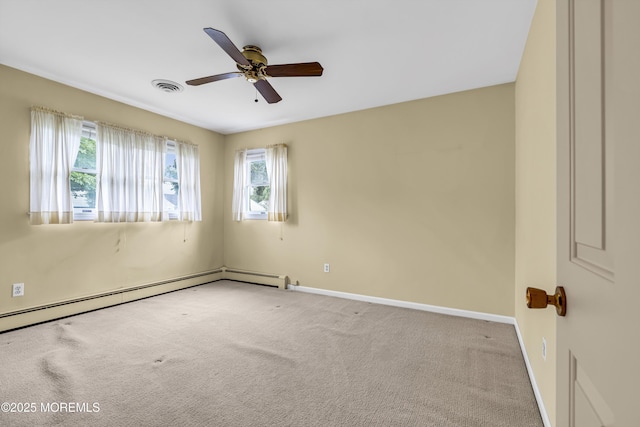 811 Fay Ct, Point Pleasant, NJ 08742 - unfurnished room with baseboard heating, a ceiling fan, and carpet