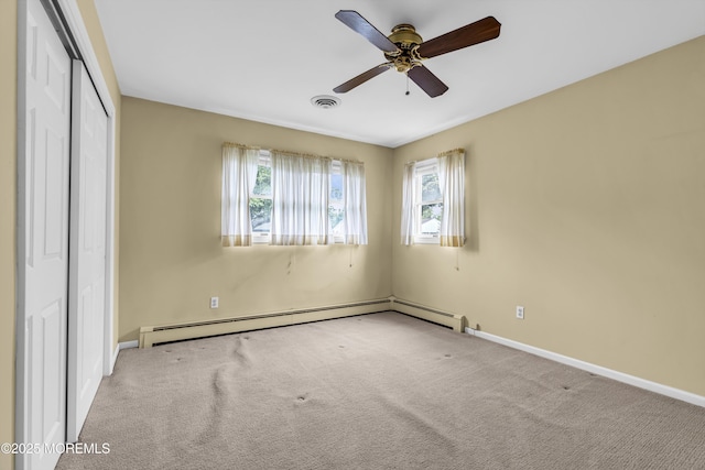 811 Fay Ct, Point Pleasant, NJ 08742 - unfurnished bedroom with a closet, carpet floors, a baseboard heating unit, and ceiling fan