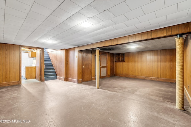 811 Fay Ct, Point Pleasant, NJ 08742 - finished basement featuring stairway and wooden walls