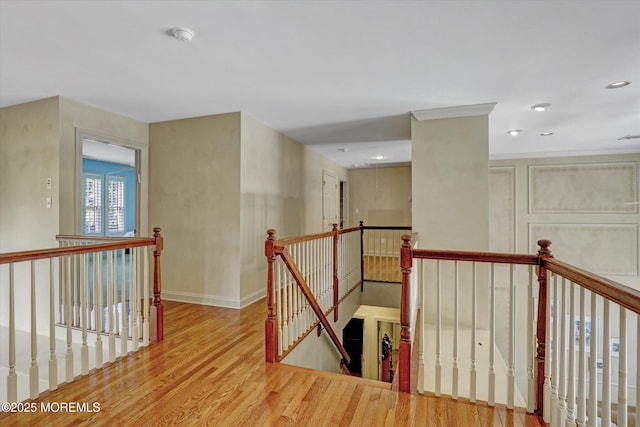 26 Bruns Rd, Allenhurst, NJ 07711 - hallway featuring an upstairs landing, wood finished floors, and recessed lighting