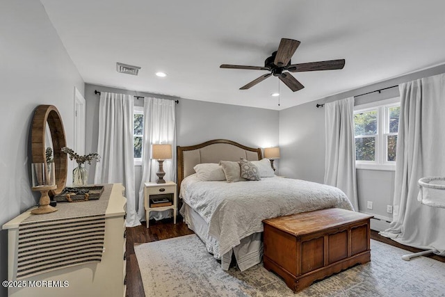 17 Rose St, Lincroft, NJ 07738 - bedroom featuring wood finished floors, ceiling fan, recessed lighting, and baseboard heating