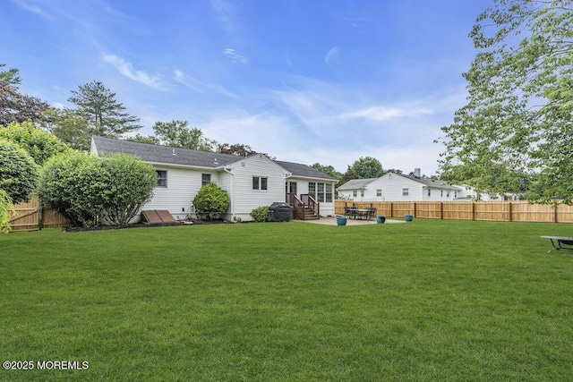 17 Rose St, Lincroft, NJ 07738 - back of property with entry steps, a fenced backyard, and a patio area