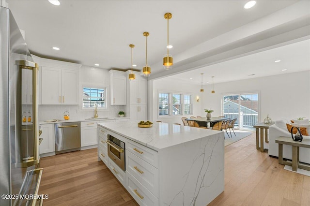 5 Shore Pine Dr, Brick, NJ 08723 - kitchen with appliances with stainless steel finishes, plenty of natural light, light wood-style floors, and recessed lighting