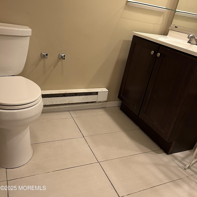 71 Overlook Way Unit H, Manalapan, NJ 07726 - bathroom with vanity, tile patterned flooring, and baseboard heating
