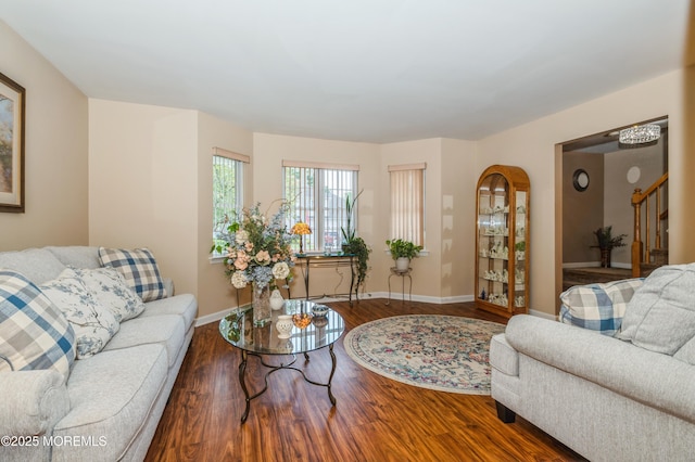 12 Aarons Way, Brick, NJ 08723 - living room with wood finished floors and stairs
