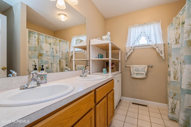 12 Aarons Way, Brick, NJ 08723 - full bath with double vanity, tile patterned flooring, and a shower with curtain