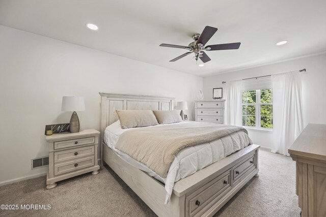 304 Mackenzie Dr, Jackson, NJ 08527 - bedroom with light colored carpet, recessed lighting, and a ceiling fan