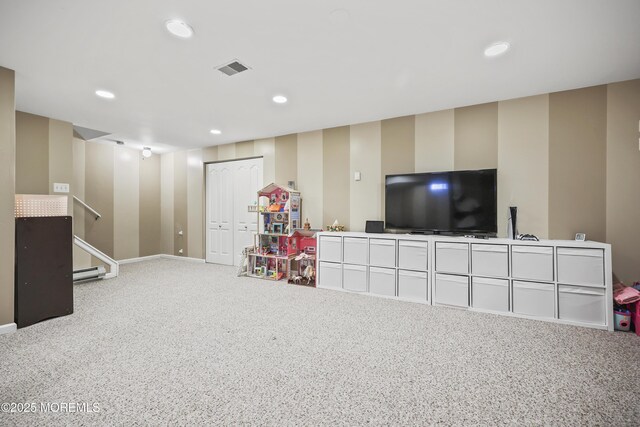 304 Mackenzie Dr, Jackson, NJ 08527 - playroom with carpet floors, recessed lighting, and wallpapered walls