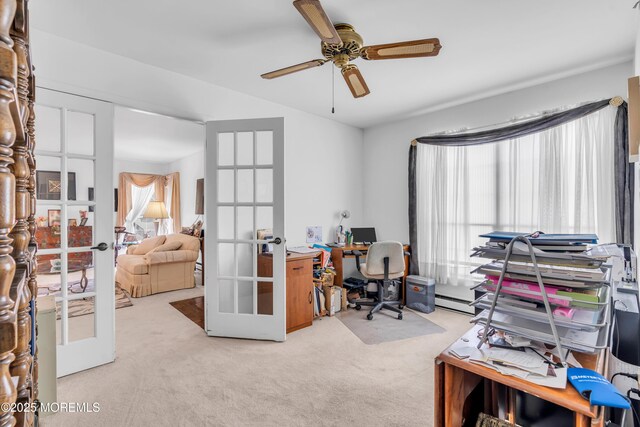 853 Winchester Ct Unit A, Manchester, NJ 08759 - carpeted home office with french doors and ceiling fan