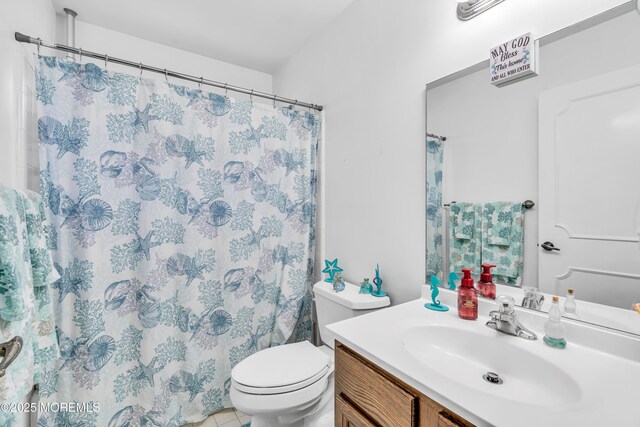853 Winchester Ct Unit A, Manchester, NJ 08759 - full bathroom featuring vanity, a shower with shower curtain, and tile patterned floors