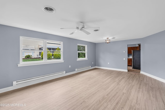 14A Portsmouth St, Whiting, NJ 08759 - spare room with a baseboard radiator, light wood-style floors, and ceiling fan