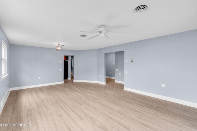 14A Portsmouth St, Whiting, NJ 08759 - unfurnished room with ceiling fan, light wood-style floors, and a baseboard heating unit