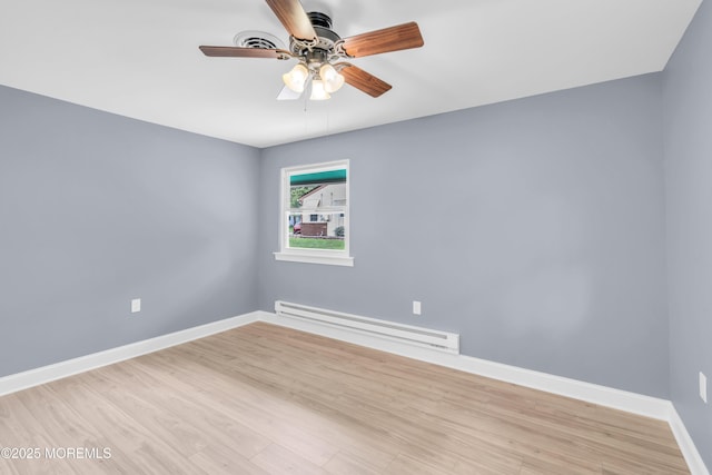 14A Portsmouth St, Whiting, NJ 08759 - spare room featuring a baseboard heating unit, ceiling fan, and light wood-type flooring