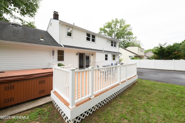 35 Fairview Dr, Middletown, NJ 07748 - rear view of property with a deck, a chimney, and a shingled roof