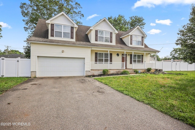 18 4th Ave, Toms River, NJ 08757 - view of front of home with asphalt driveway, a porch, a garage, a shingled roof, and a gate
