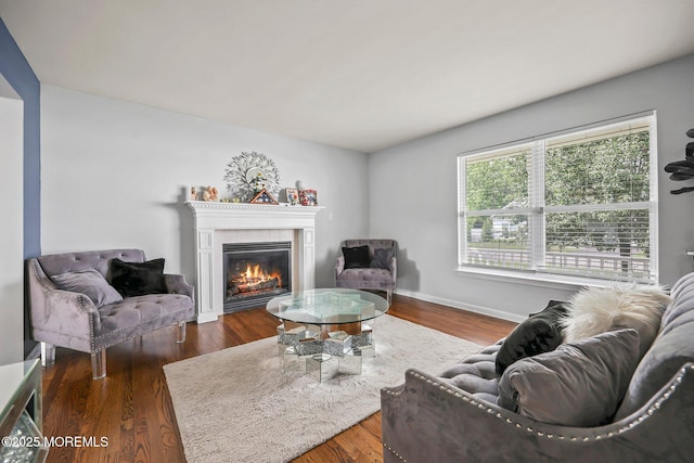 18 4th Ave, Toms River, NJ 08757 - living area with a glass covered fireplace and dark wood-type flooring